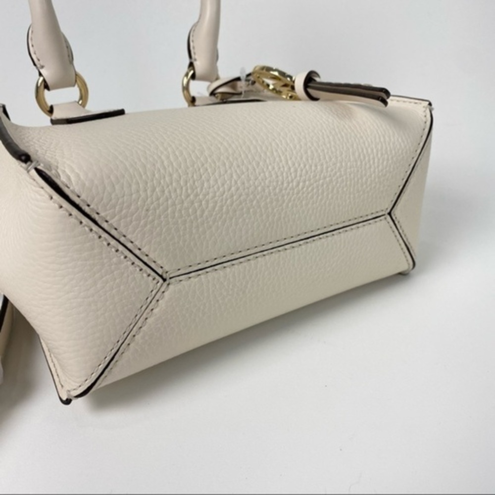 Michael Kors Kris Small Pebbled Leather Satchel Crossbody Bag in Light Cream - Picture 7 of 12